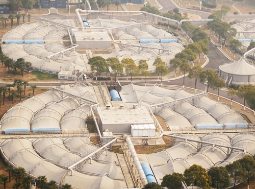 江宁开发水处理厂二期水处理池增加膜结构棚工